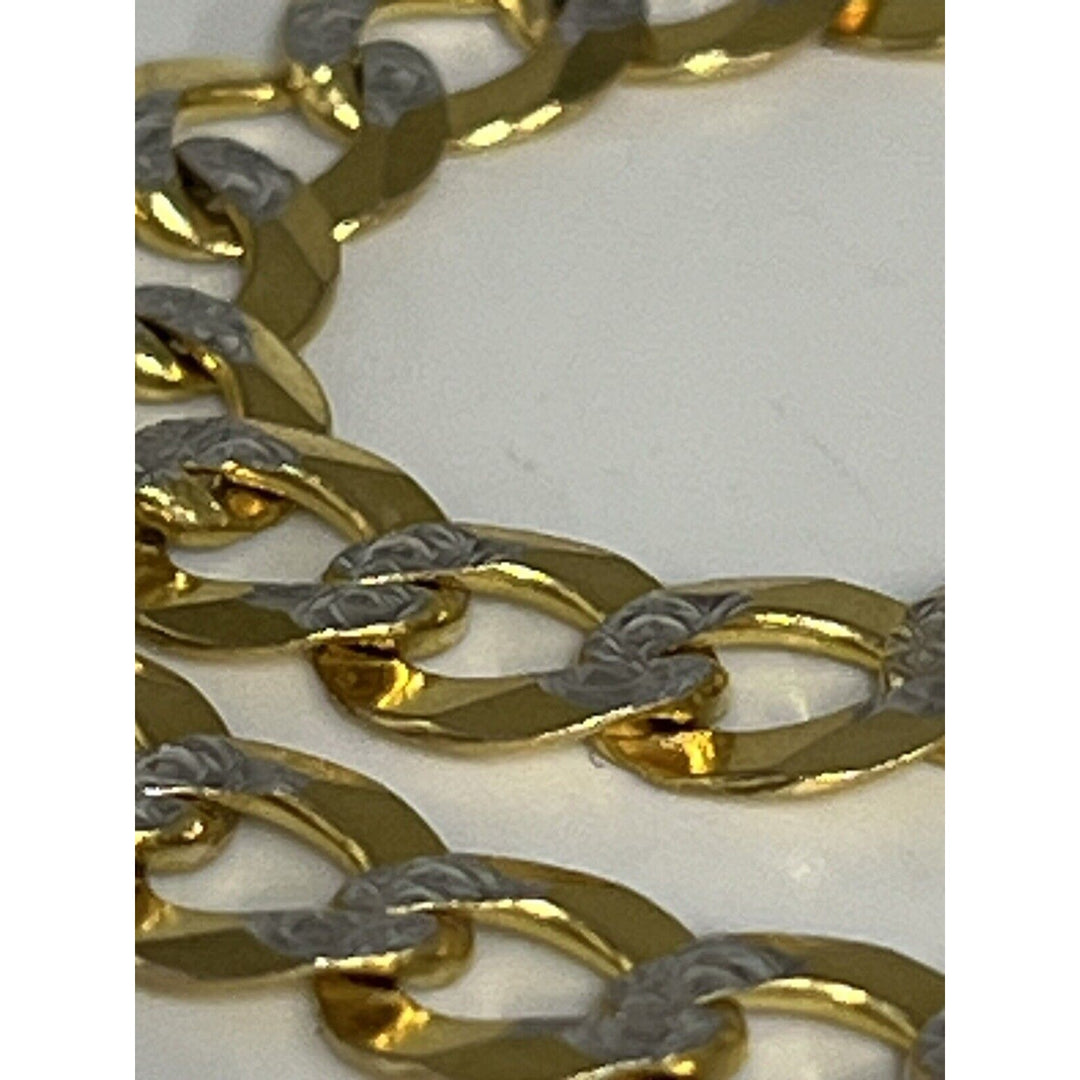 Beautiful 10k Two-Tone Gold Diamond Cut Cuban Link Bracelet 11.5g