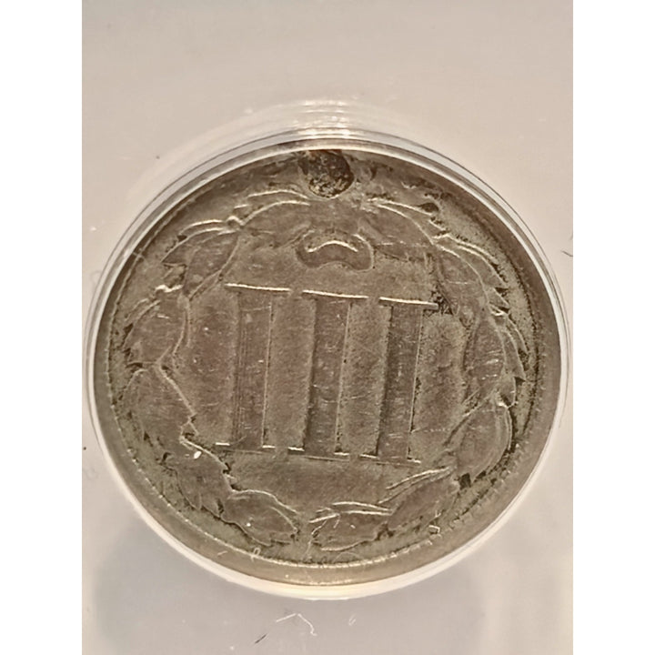 1865 CN3C Three Cent Nickel Three-Cent Piece ANACS VG 8 Details Plugged, Cleaned
