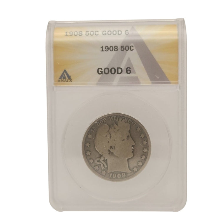1908 50c Silver Barber Half-dollar G-6 ANACS