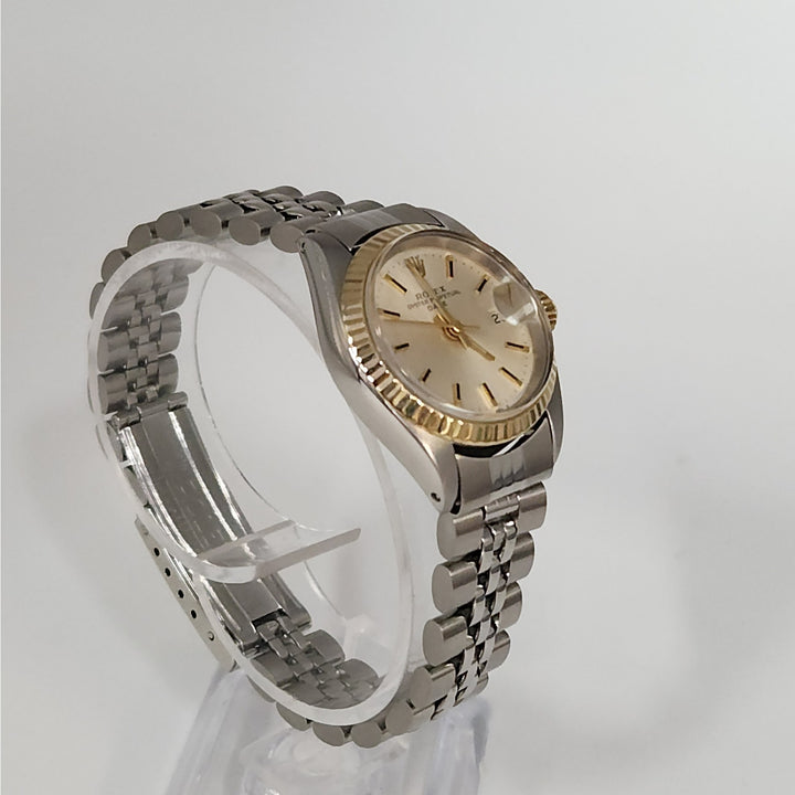Vintage Rolex Oyster Perpetual date with champagne Dial 18k Jubilee Bracelet yellow gold two tone Ref 6917