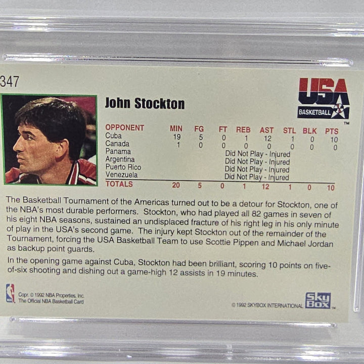 1992 Skybox Hoops USA BASKETBALL Olympic Team JOHN STOCKTON 347 GMA 9 MINT B2