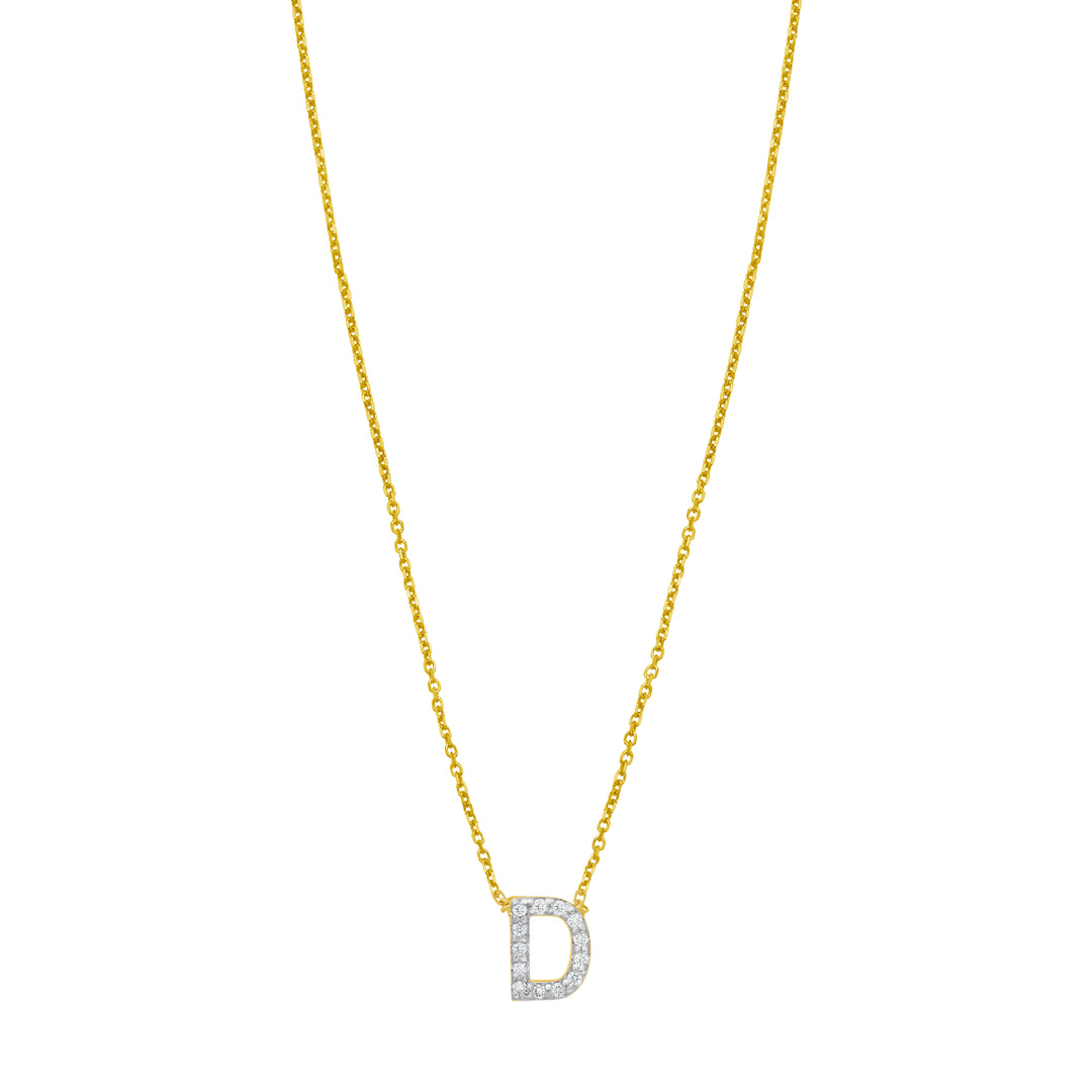 14K Mini Diamond D Initial
