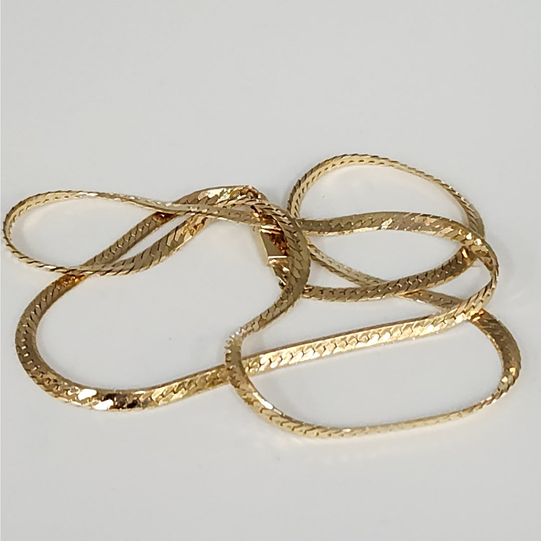 14K Yellow Gold Herringbone necklace 21" solid gold chain