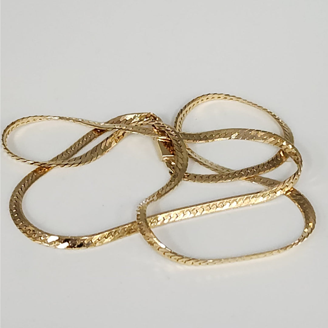 14K Yellow Gold Herringbone necklace 21" solid gold chain