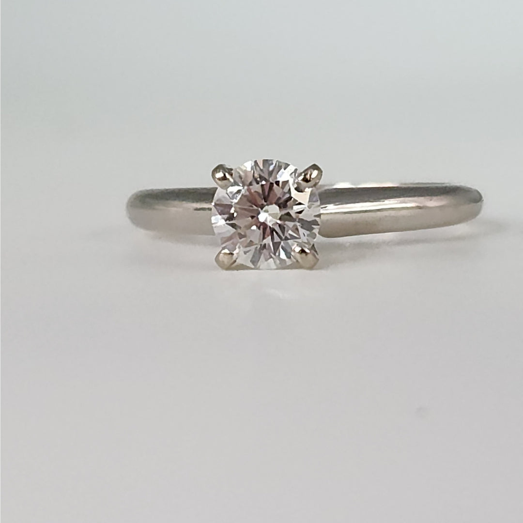 Classic Elegant Setting 14k White Gold 0.65 CT  Natural Diamond Solitaire Ring