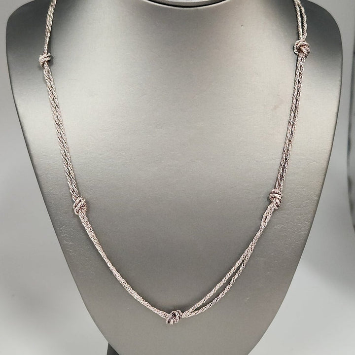 925 Sterling Silver Multi- Strand Braided Knot Necklace 24"