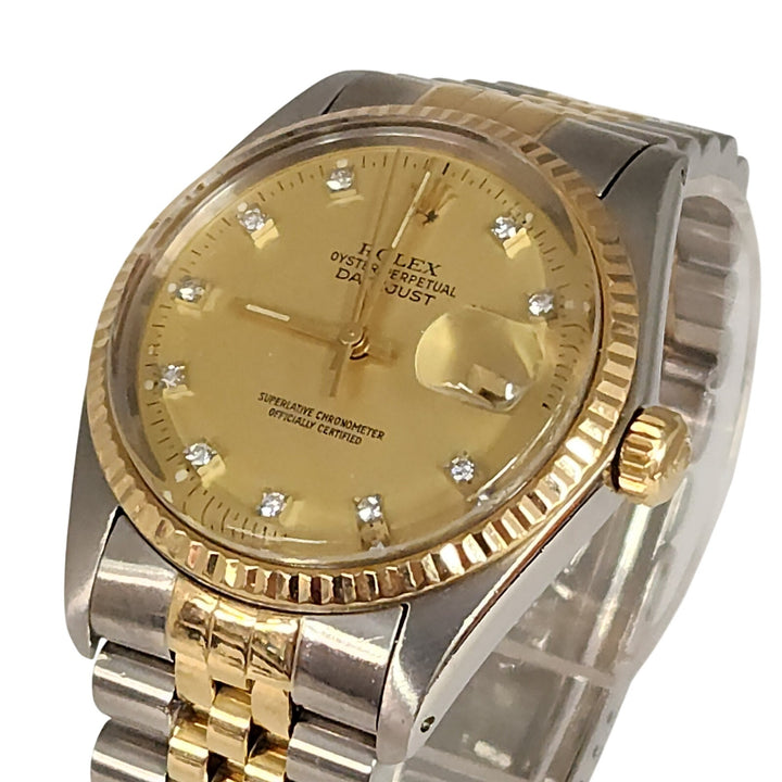 Rolex Datejust 36MM Two Tone 18k Yellow Gold & SS Bracelet Diamond Dial Watch