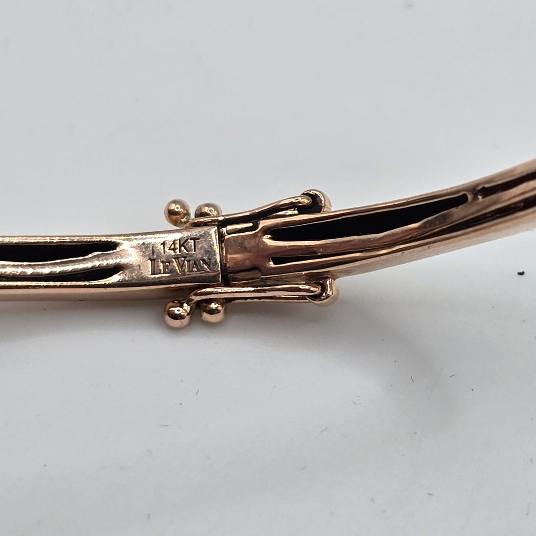 Le Vian 14K Rose Gold Natural Blue Gemstone & Diamond Bangle Bracelet 12.6g