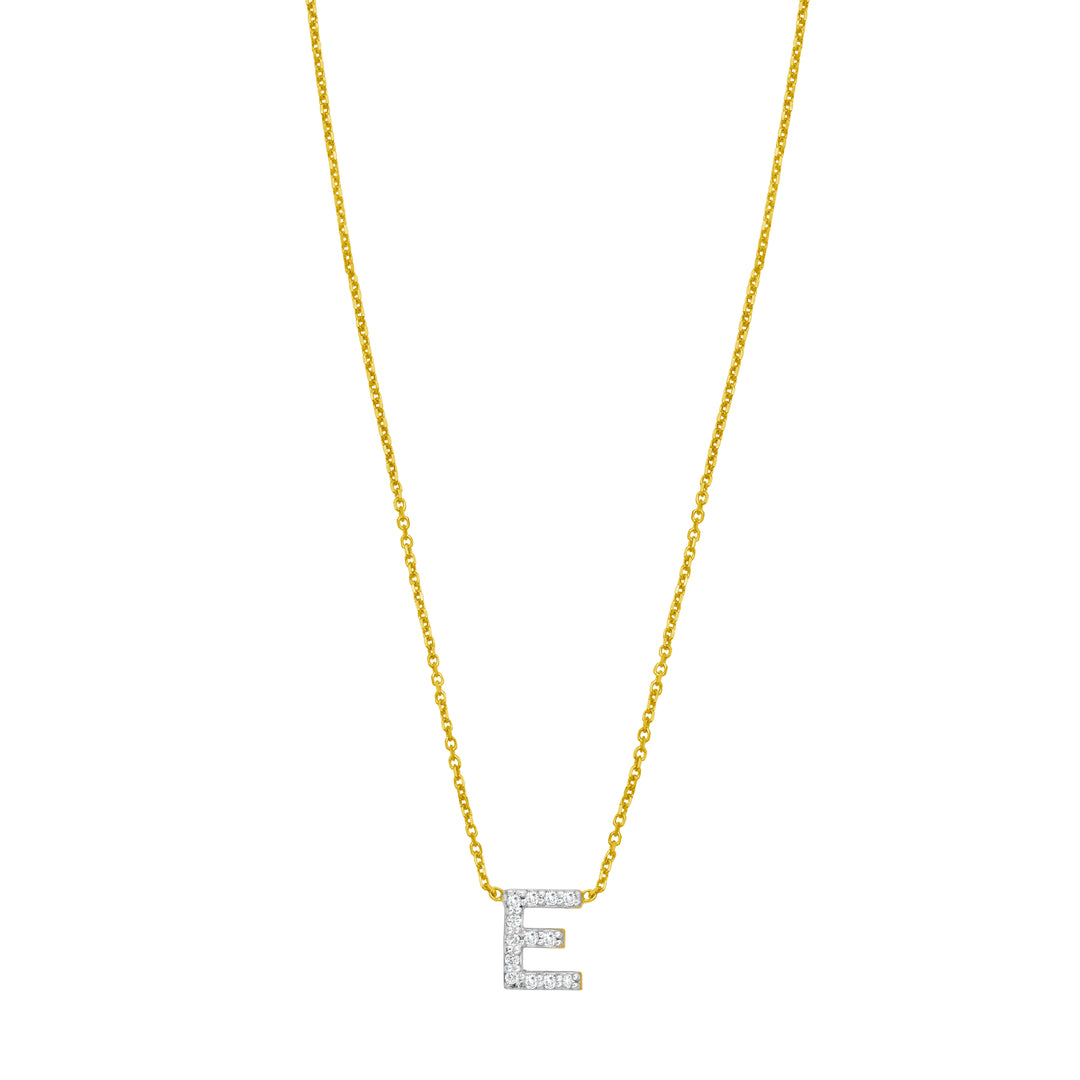 14K Mini Diamond E Initial