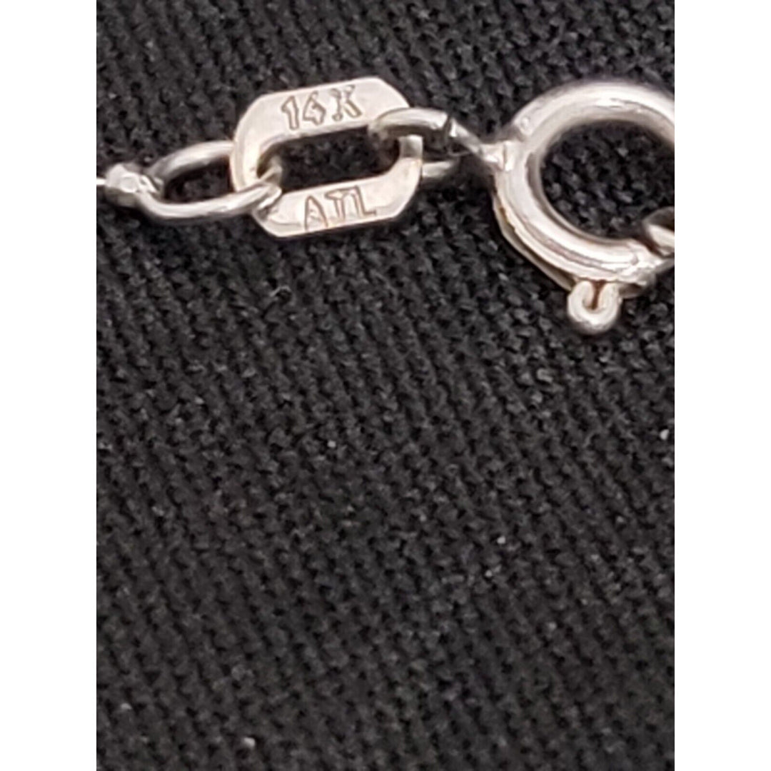14k Princess white Gold beaded necklace 16in, 2.3g