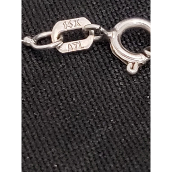 14k Princess white Gold beaded necklace 16in, 2.3g