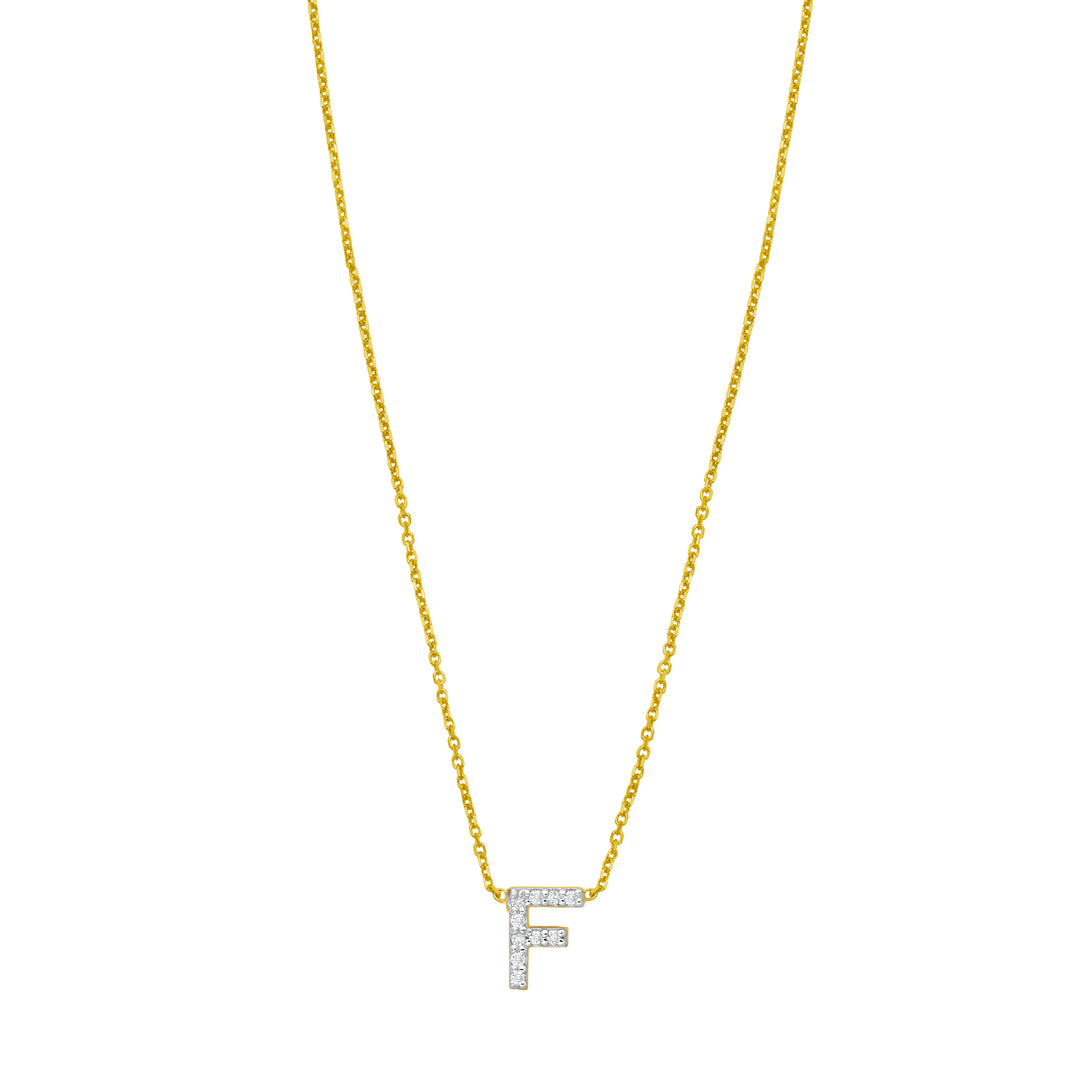 14K Mini Diamond F Initial