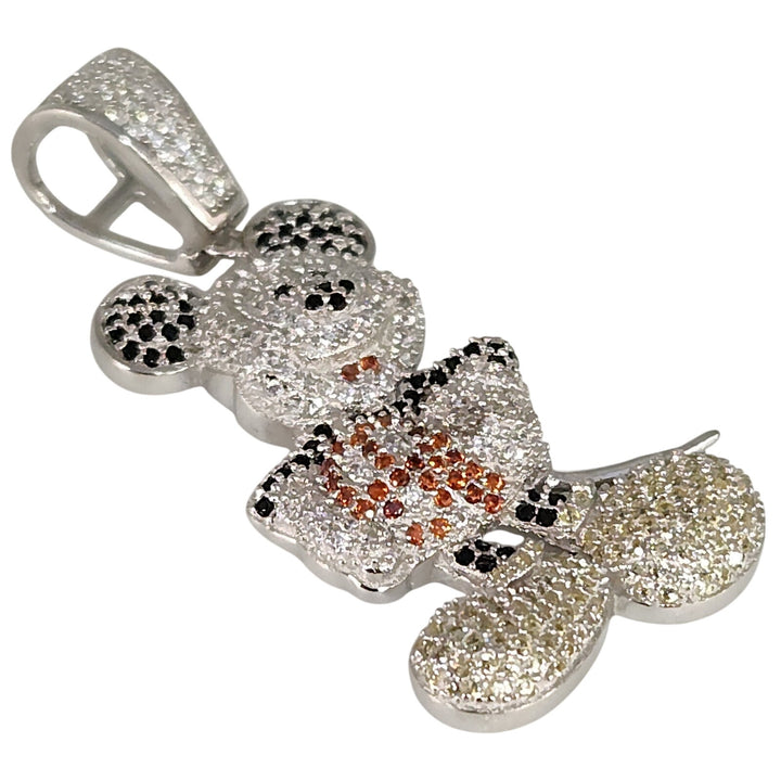 925 sterling silver Iced Out Mickey Mouse Pendant black red and white CZ Charm