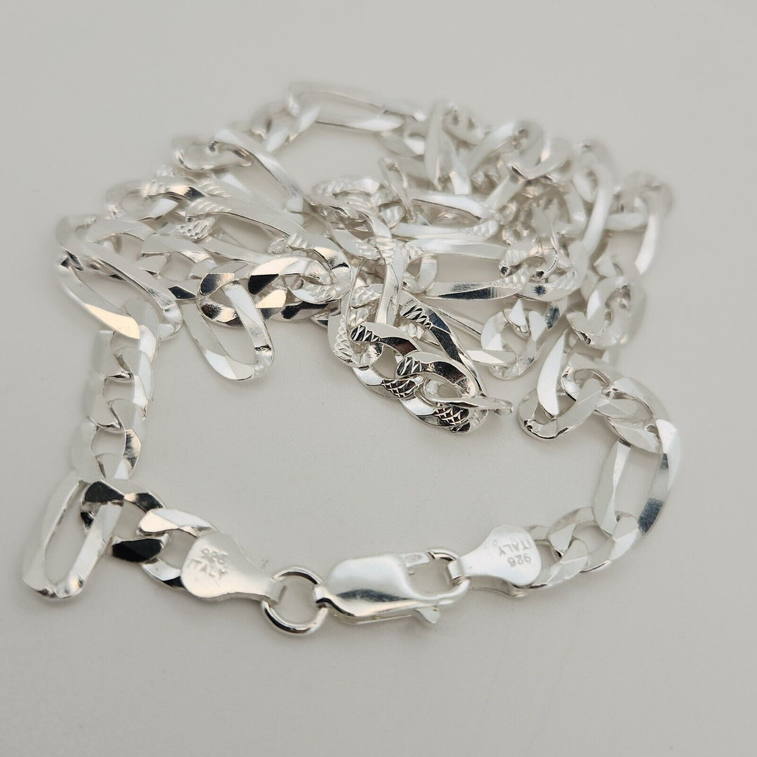 925 sterling silver Figaro's chain necklace 21.5" B