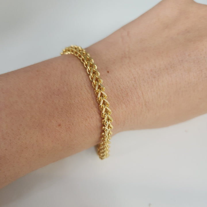10k Yellow Gold Wheat Chain Bracelet 7.2"
