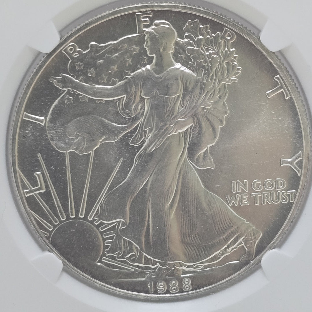 1988 American Silver Eagle, 1 Oz Fine .999 Silver USA Uncirculated $1 NGC MS69
