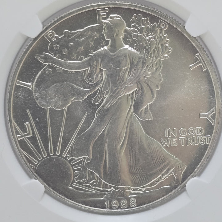 1988 American Silver Eagle, 1 Oz Fine .999 Silver USA Uncirculated $1 NGC MS69