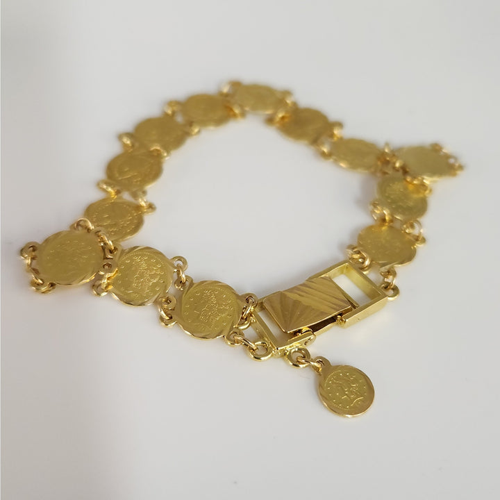 18k Yellow Gold Vintage Coin link Bracelet 7"