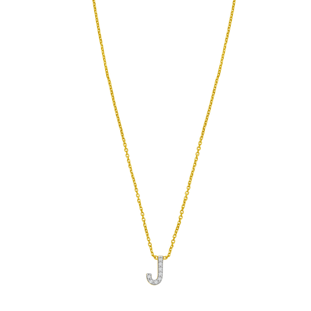 14K Mini Diamond J Initial