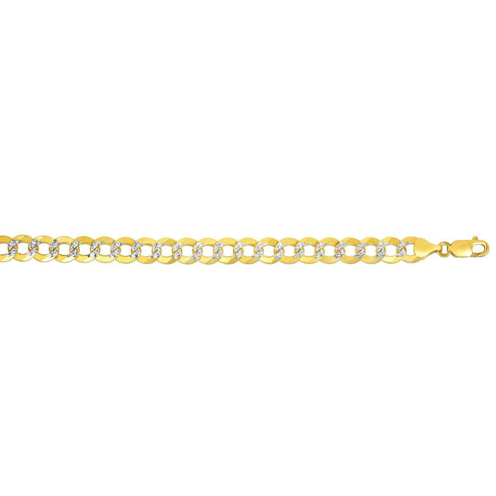 14K Gold 9.7mm White Pave Curb Chain
