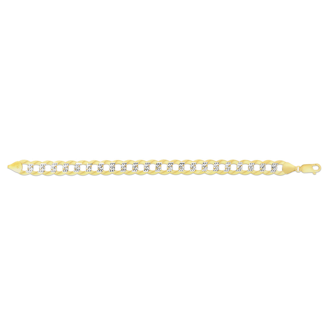 14K Gold 11.23mm White Pave Curb Chain