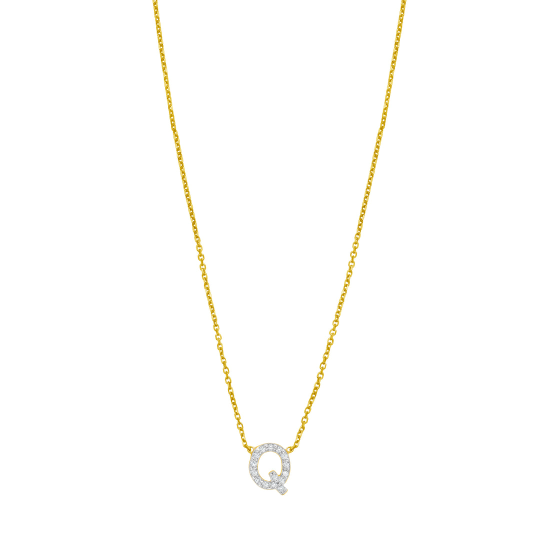 14K Mini Diamond Q Initial