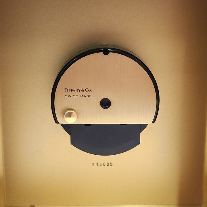 Vintage Tiffany & CO Large Rectangle Brass Desk Clock Quartz Roman Numerals