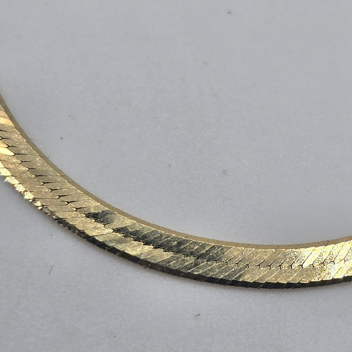 14K Yellow Gold Herringbone Chain Bracelet 7" 1.5g Italy
