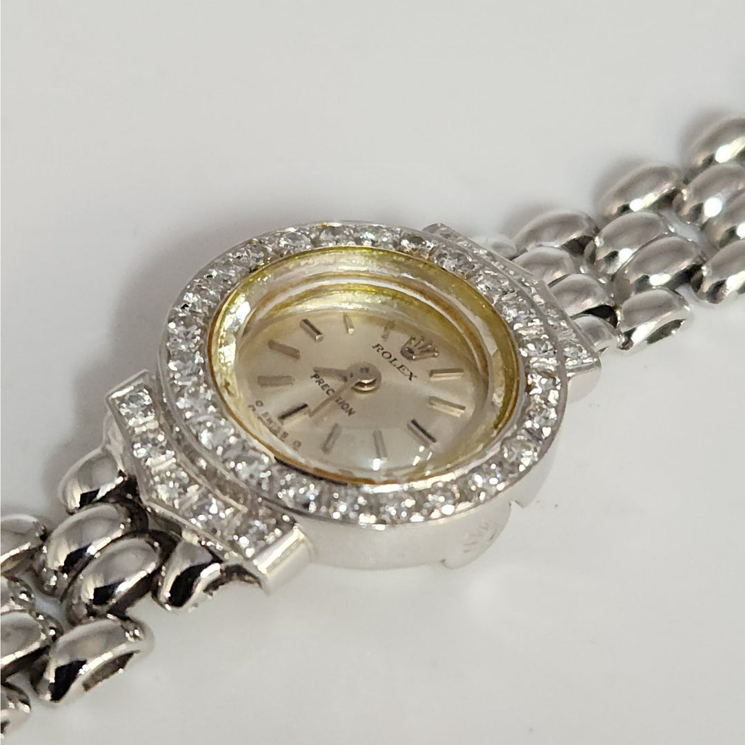 Vintage Rolex Precision 2604-9 18K White Gold Diamond Ladies Watch- Serviced