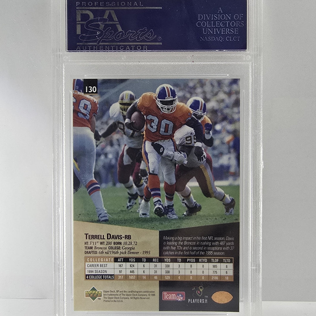 1995 Upper Deck SP Terrell Davis ROOKIE card #130 Denver Broncos - PSA 8.5 B2