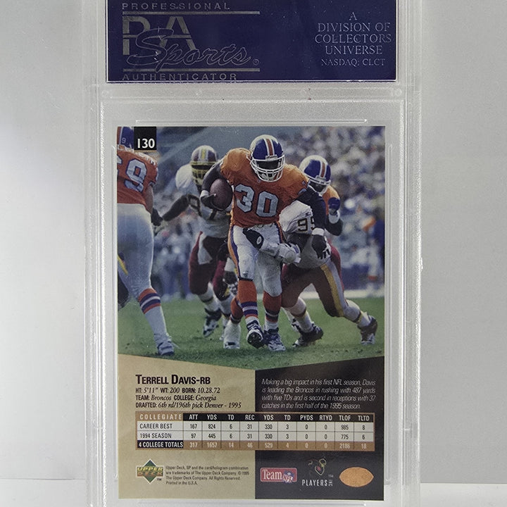 1995 Upper Deck SP Terrell Davis ROOKIE card #130 Denver Broncos - PSA 8.5 B2