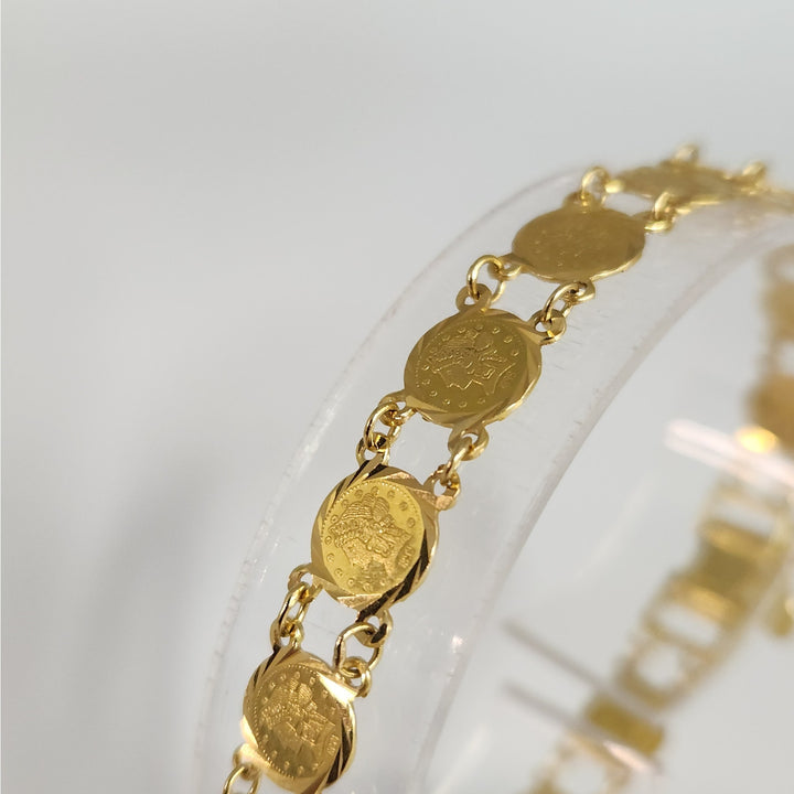 18k Yellow Gold Vintage Coin link Bracelet 7"