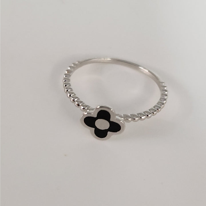 925 Sterling Silver Triple Layer Clover Ring set size 8