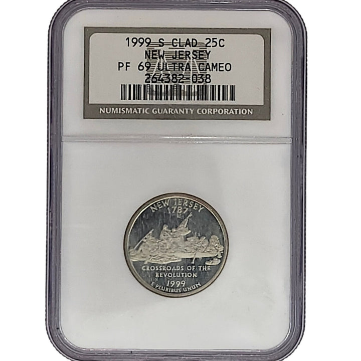 1999-S New Jersey State Quarter 25c NGC PF 69 ULTRA CAMEO Clad Proof US Coin Slab