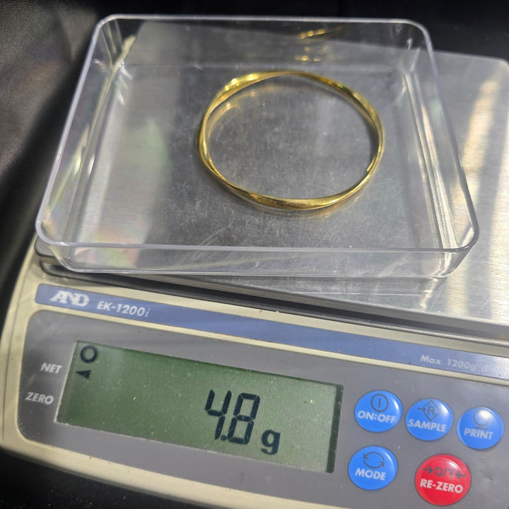925 Sterling Silver Gold Plated Wavy Bangle Bracelet 4.8g