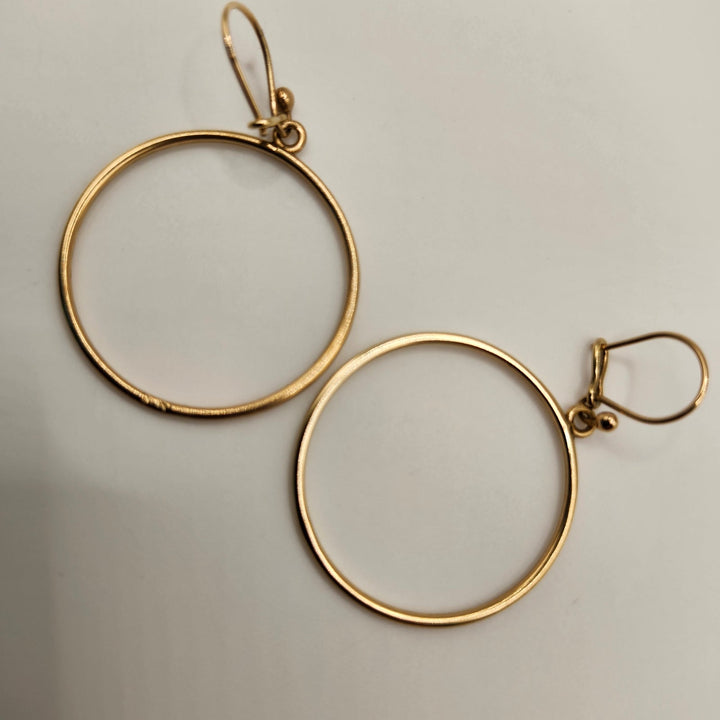 9k Yellow Gold Hoop Drop Earrings, 3.0g