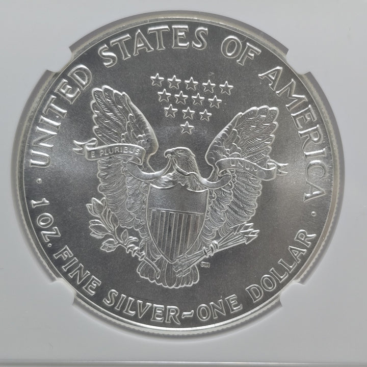 1986 American Silver Eagle, 1 Oz Fine .999 Silver USA Uncirculated $1 NGC MS69
