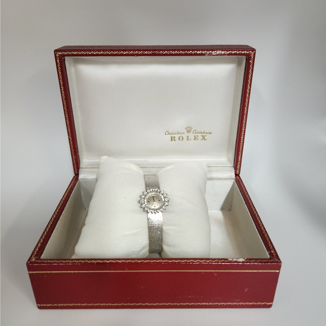 18k White Gold Rolex Precision Diamond Halo SS Aftermarket Bracelet Not Working