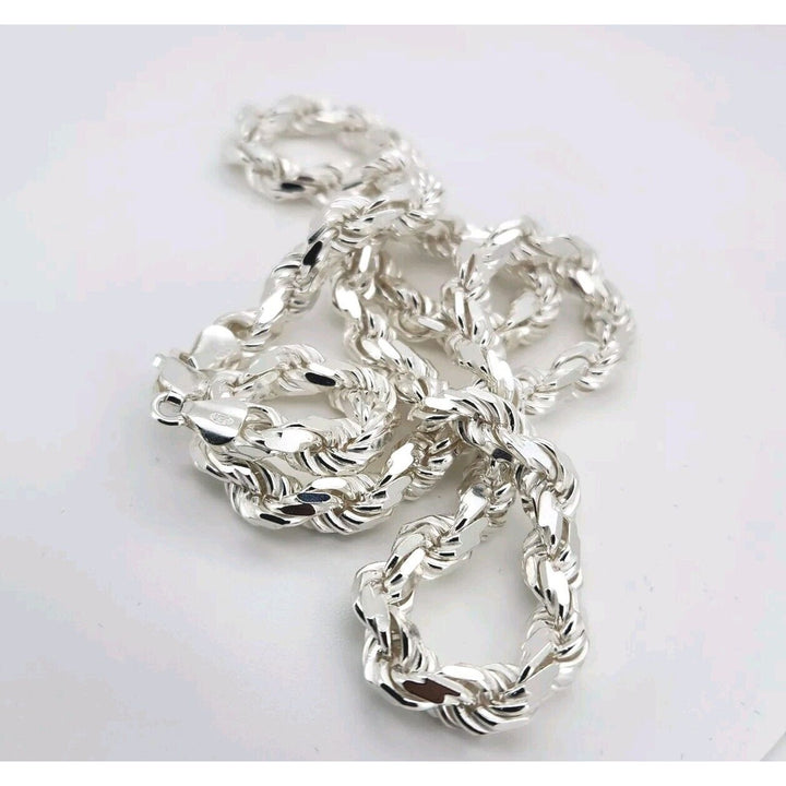 925 Sterling Silver Rope Chain Necklace 22"