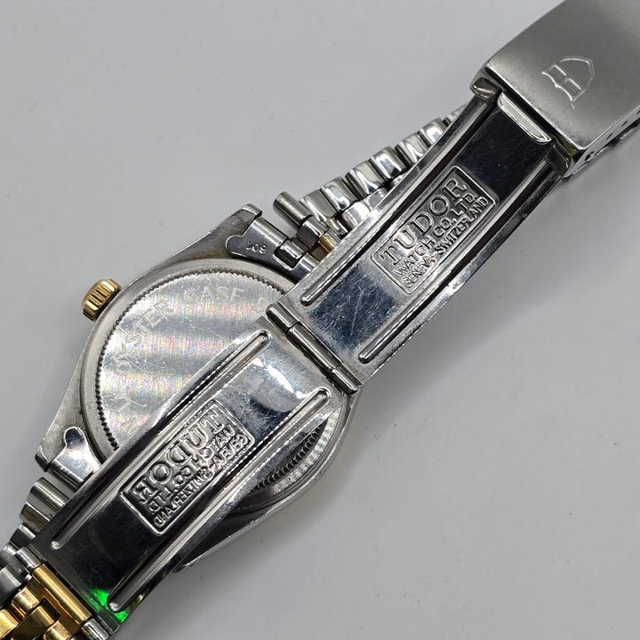 Vintage Tudor Prince Oysterdate 72033 18K Gold Bezel Diamond Dial Circa 1995