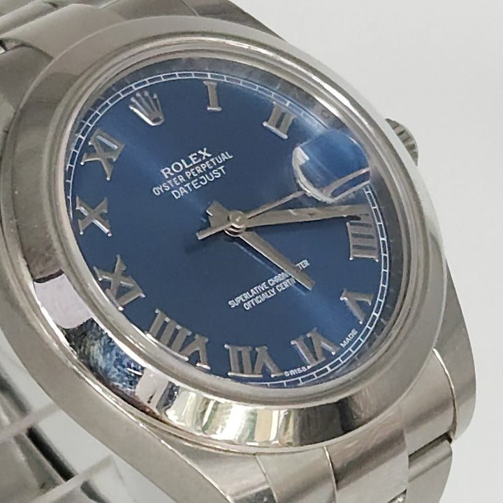41MM Rolex 116334 Datejust Blue Roman Dial Oyster Bracelet Watch