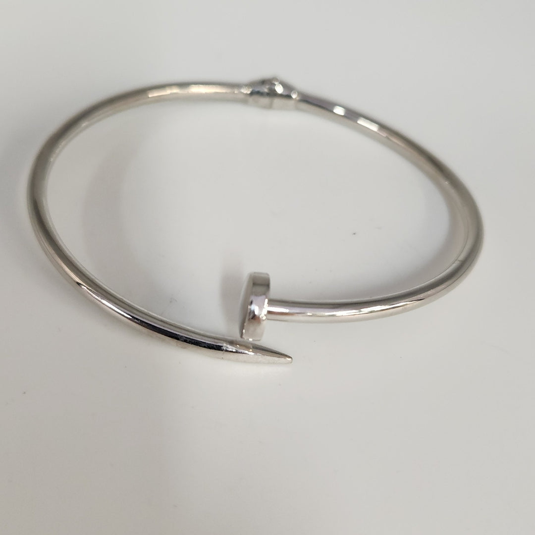 Fashion 925 Sterling Silver Nail Style Bangle Bracelet Modern Design