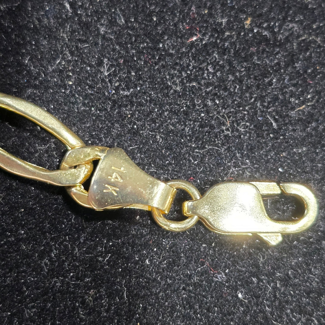 14K Yellow Gold Figaro Chain Necklace 26 Inch 16.2 Grams Lobster Clasp Italy