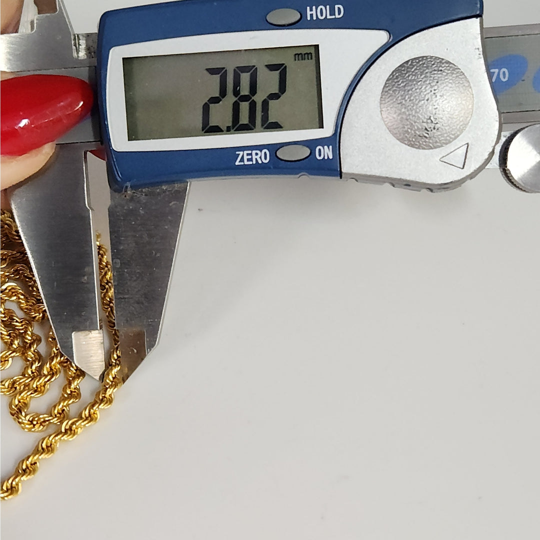 Beautiful 21k Yellow Gold Rope Chain Necklace 22"