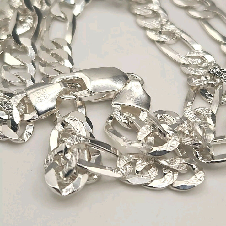 925 Sterling Silver Figaro's Chain Necklace 19"