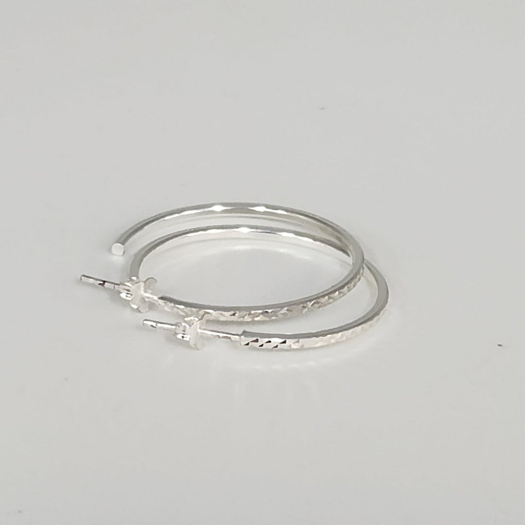 Classic Sterling Silver Diamond Cut Lightweight Hoops Earrings