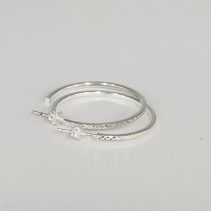 Classic Sterling Silver Diamond Cut Lightweight Hoops Earrings