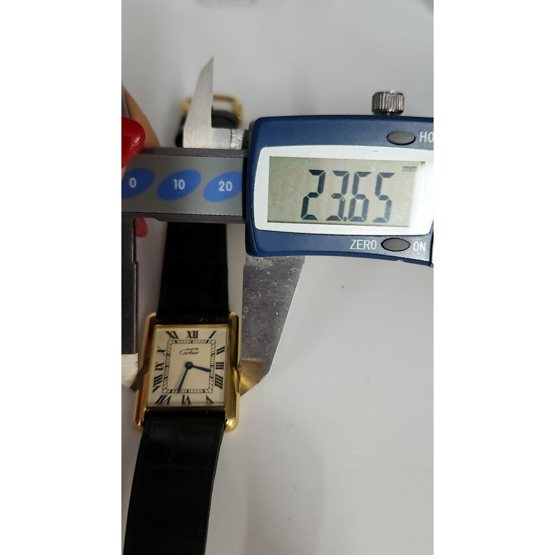Cartier Quartz Tank Yellow Dial Buckle Leather Band (681006/02905)