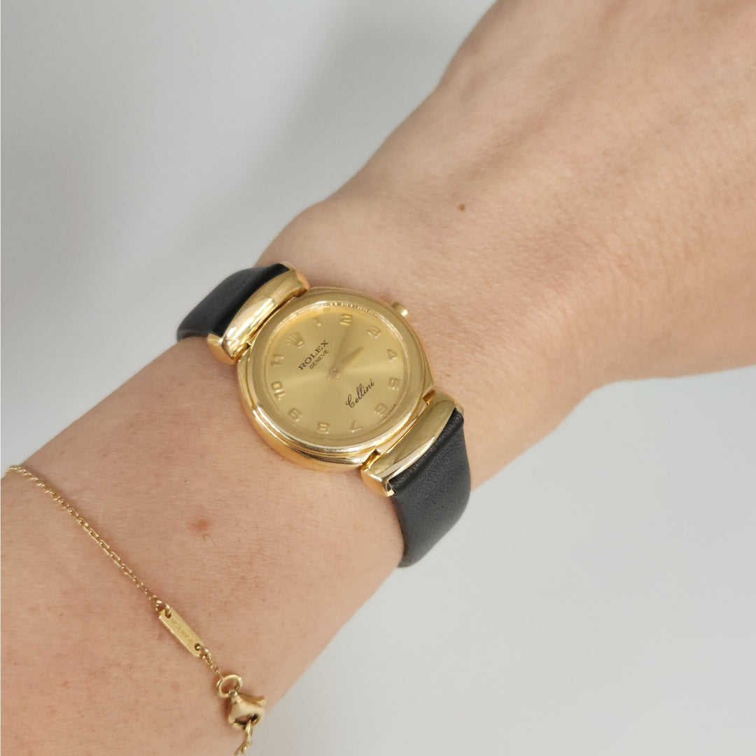 Vintage Rolex Cellini Ref.6621 18k Yellow Gold Ladies Watch-Aftermarket Strap