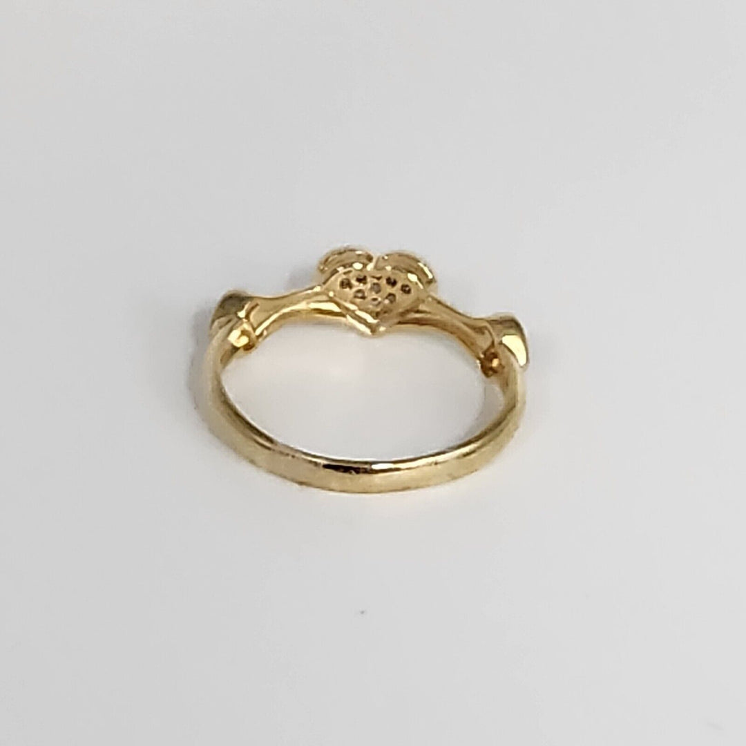18k Yellow Gold Diamond Heart Ring Size 6.75
